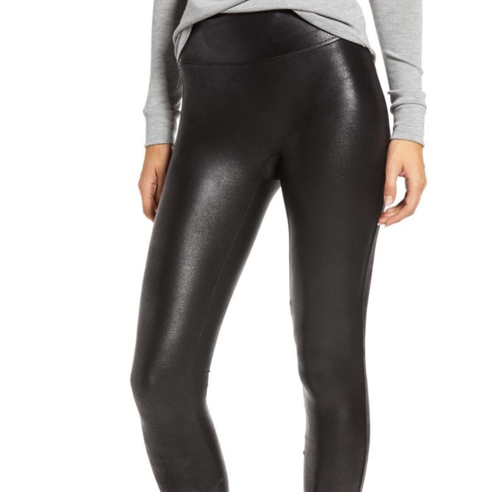 Spanx faux leather leggings EUC large